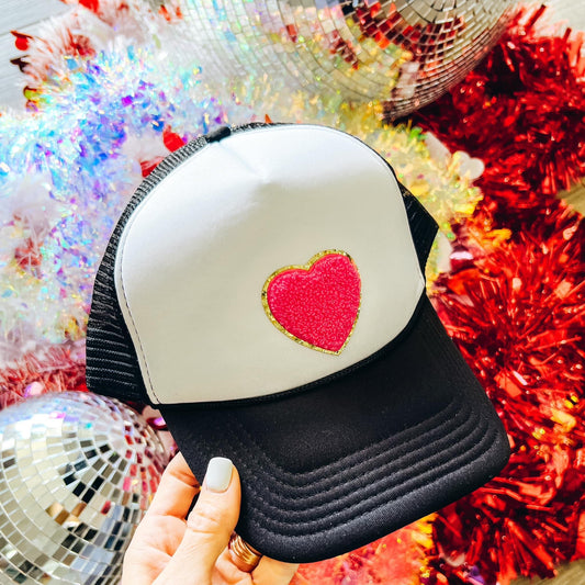 Chenille Heart Trucker Cap