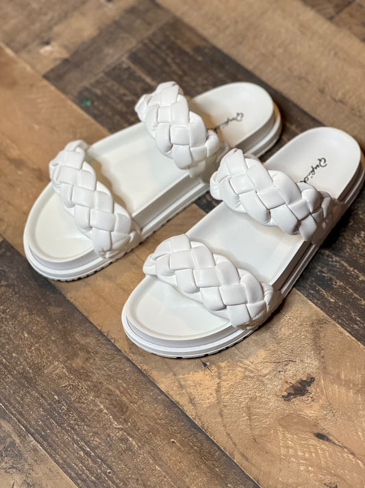 White Braided Slide