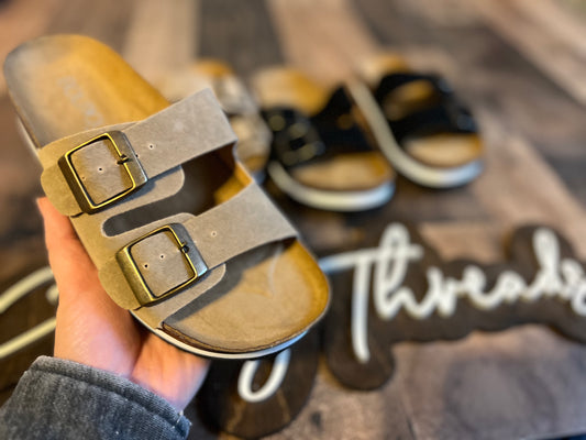 (9) Corky's Tan Suede Slides