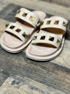 (5 & 6) Blush Studded Sandals