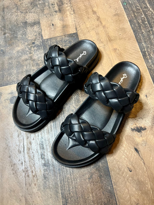 (5-7) Black Braided Slide