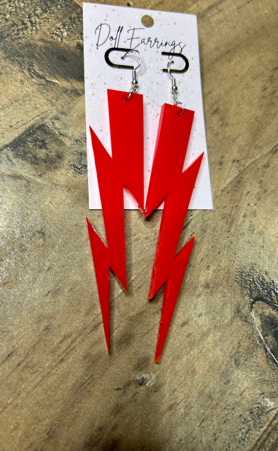 Red Lightning Bolt Earrings