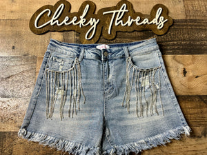 Zeppelin Fringe Rhinestone Shorts