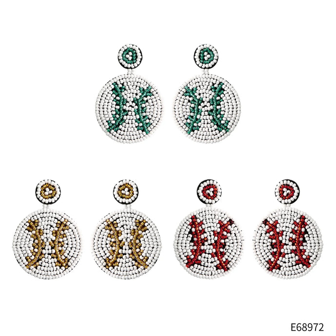 Beaded Baseball Earrings