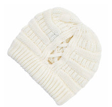 Load image into Gallery viewer, C.C Criss-Cross Ponytail Beanie